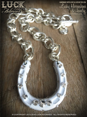 1603 Lucky Horseshoe necklace, horseshoe necklace, wedding jewelry, wedding, bride necklace, silver, big, chunky, bold and badass