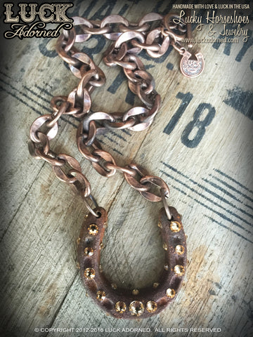 1602 Lucky Horseshoe necklace, horseshoe necklace, good luck, jewelry, lucky jewelry, necklace, copper, big, chunky, bold & badass, jewelry