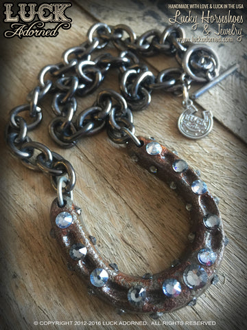 1605 - Lucky Horseshoe necklace, horseshoe necklace, good luck, jewelry, lucky jewelry, necklace, big, chunky, bold & badass, jewelry